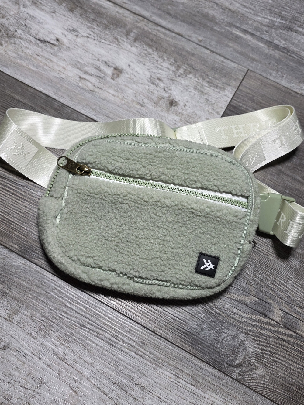 THREAD Wallets Sherpa Cross Body Belt Bag Fanny Pack in Light Sage Green